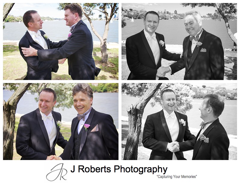 Groom being congratulated by his groomsmen - wedding photography sydney